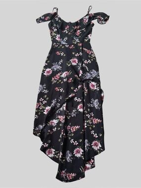 Junior’s Floral Romper High-Low Dress